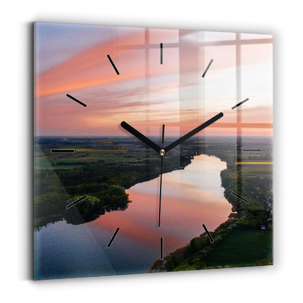 Square wall clock Lake view
