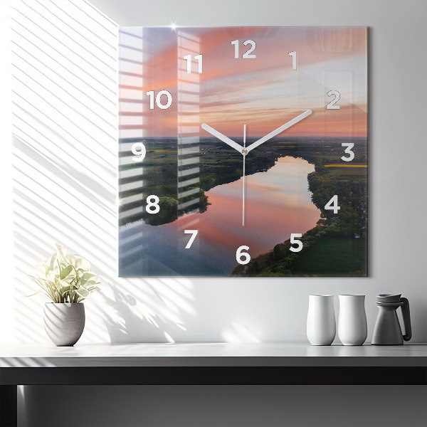 Square wall clock Lake view