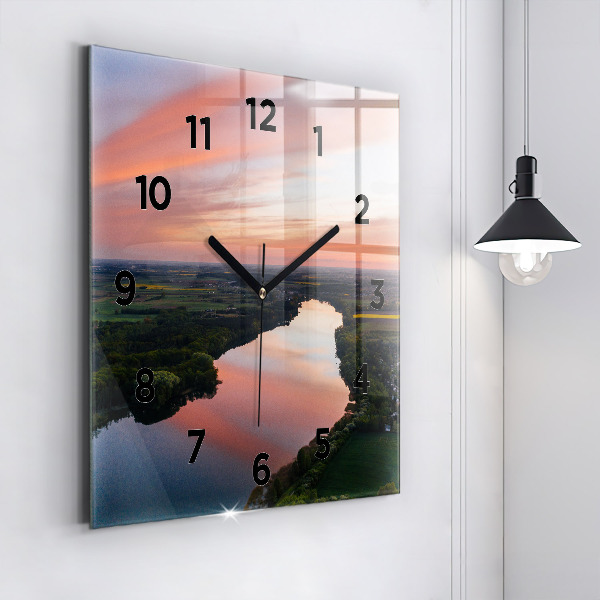 Square wall clock Lake view