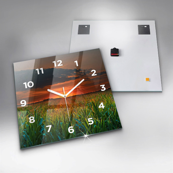 Square wall clock Sunflowers in the meadow