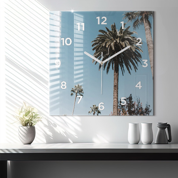 Square wall clock Palm trees in Los Angeles