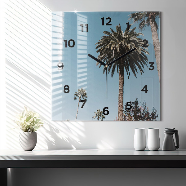 Square wall clock Palm trees in Los Angeles