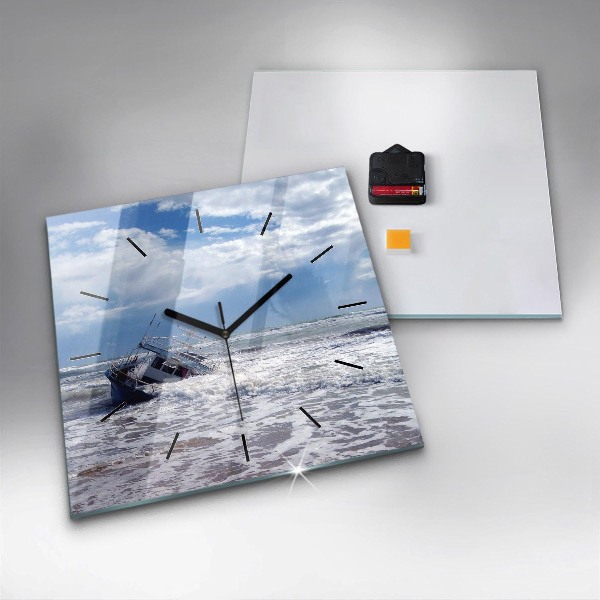Square wall clock Sunken watercraft