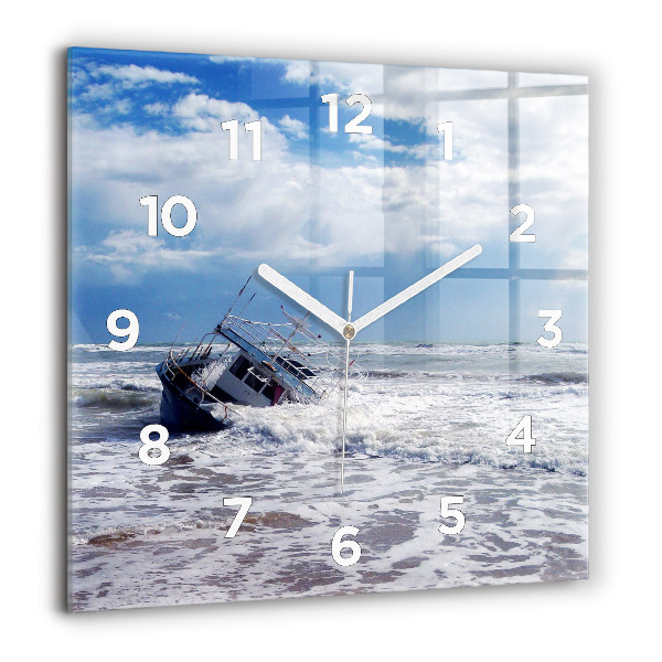 Square wall clock Sunken watercraft