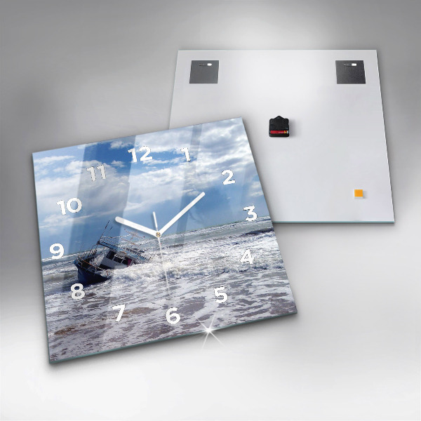 Square wall clock Sunken watercraft