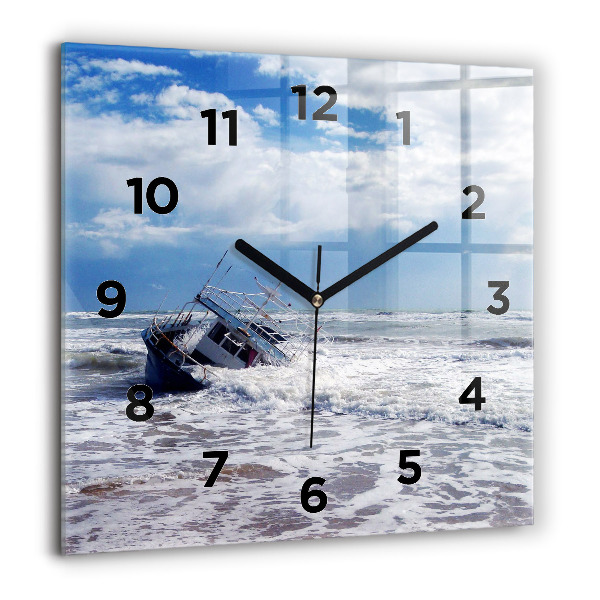Square wall clock Sunken watercraft
