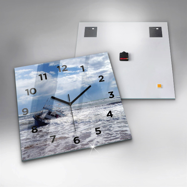 Square wall clock Sunken watercraft