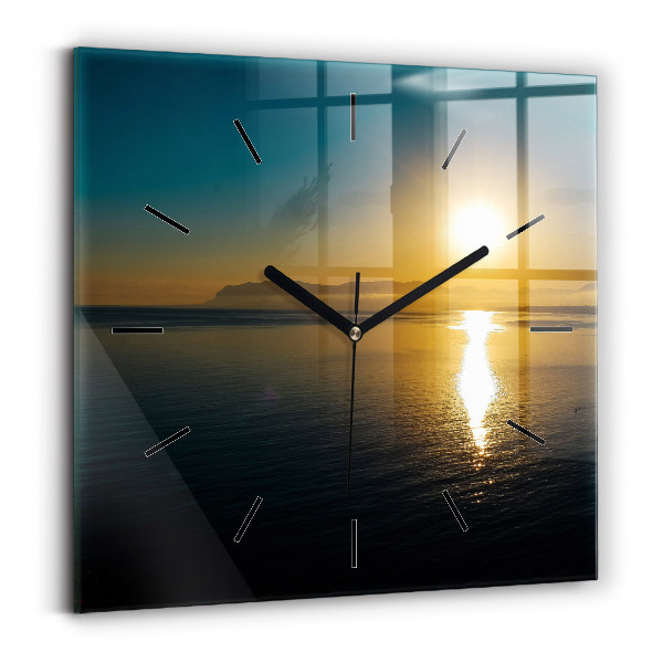 Square wall clock Sunrise landscape