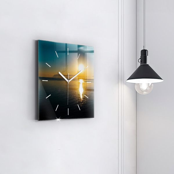 Square wall clock Sunrise landscape