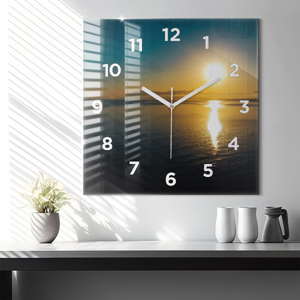 Square wall clock Sunrise landscape