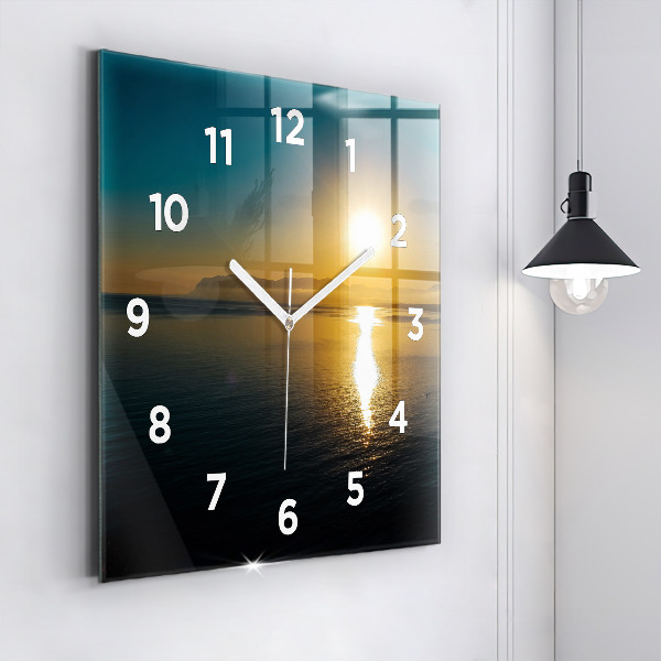 Square wall clock Sunrise landscape