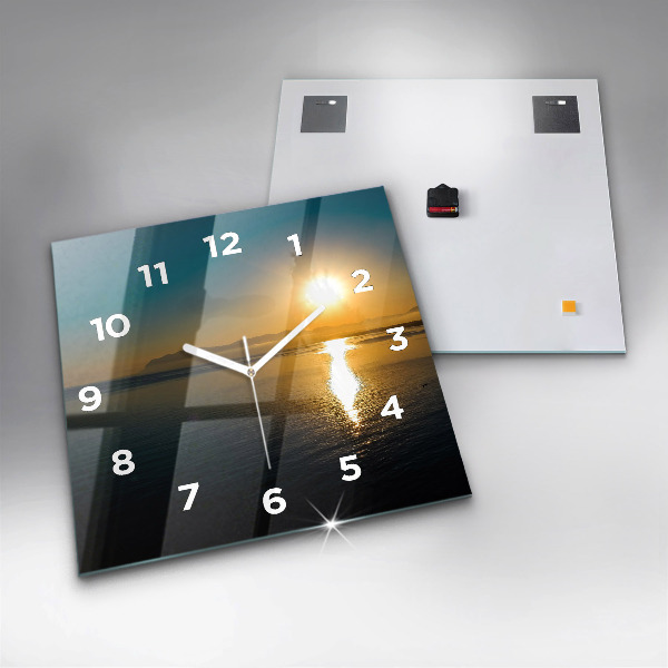 Square wall clock Sunrise landscape