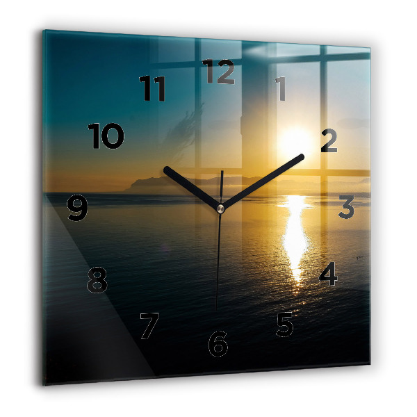 Square wall clock Sunrise landscape