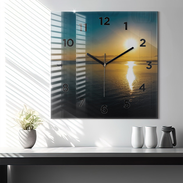 Square wall clock Sunrise landscape