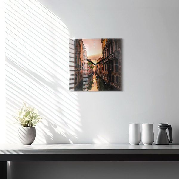 Square wall clock View of the canal in the city