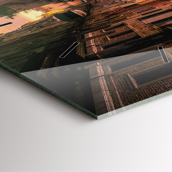 Square wall clock View of the canal in the city