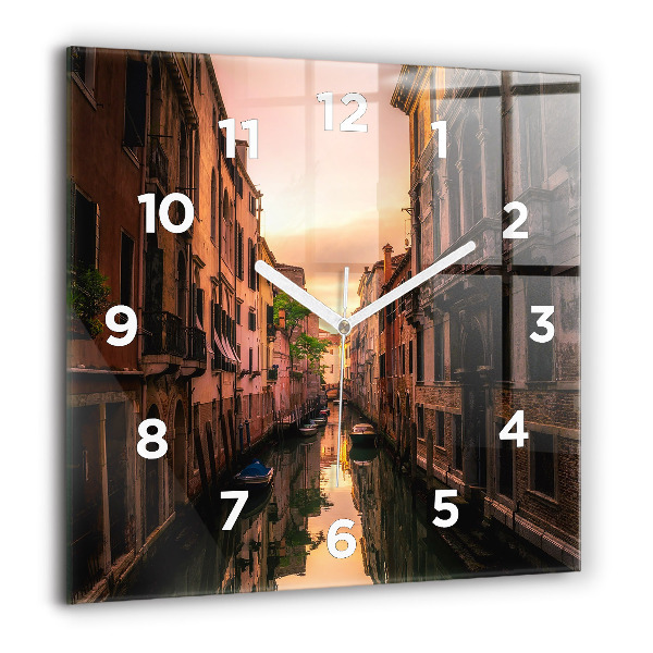 Square wall clock View of the canal in the city