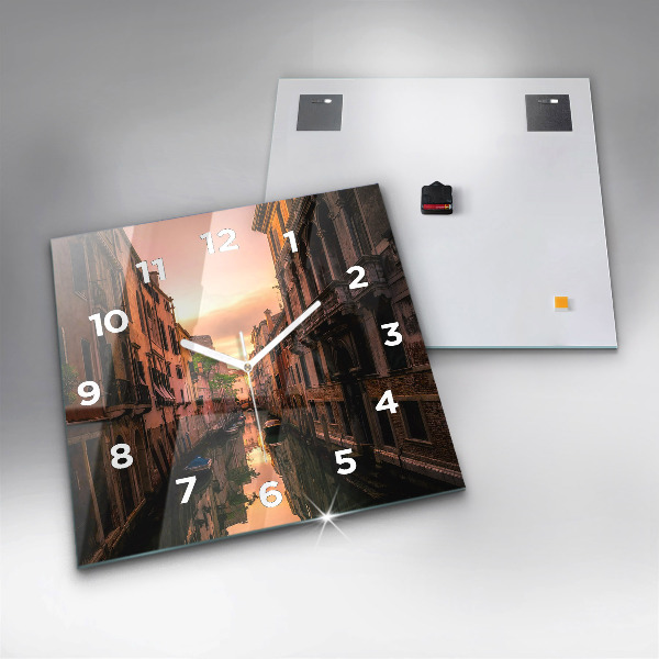 Square wall clock View of the canal in the city