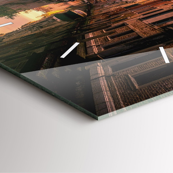 Square wall clock View of the canal in the city