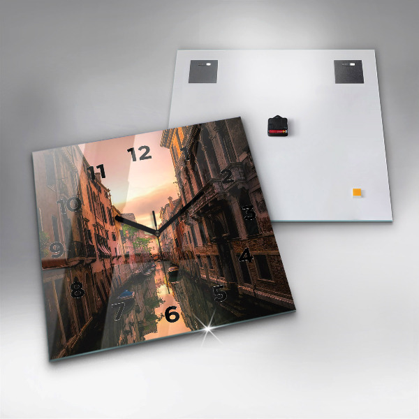 Square wall clock View of the canal in the city