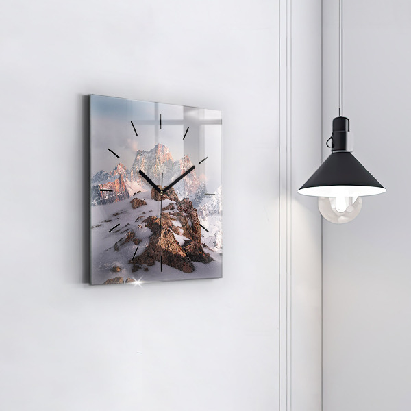 Square wall clock A mountain covered in snow