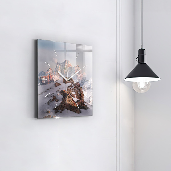 Square wall clock A mountain covered in snow