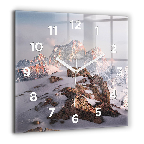 Square wall clock A mountain covered in snow