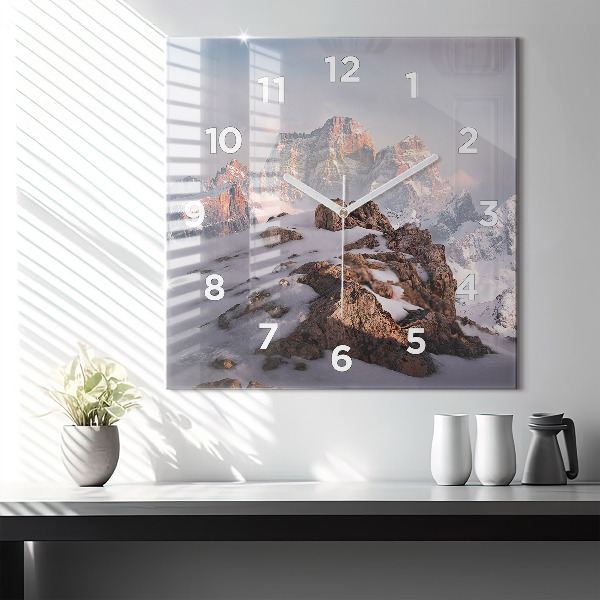 Square wall clock A mountain covered in snow