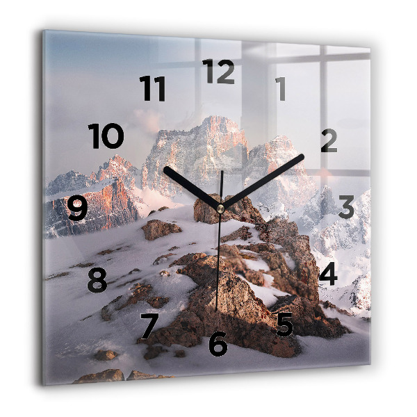 Square wall clock A mountain covered in snow
