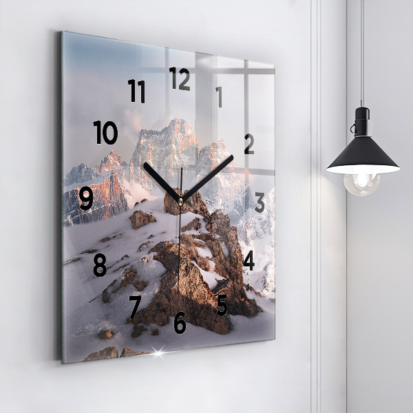 Square wall clock A mountain covered in snow