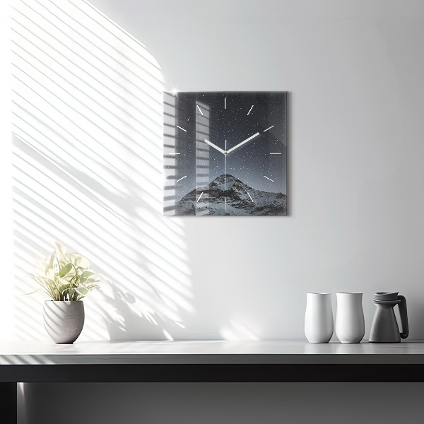 Square wall clock Mountain under the stars