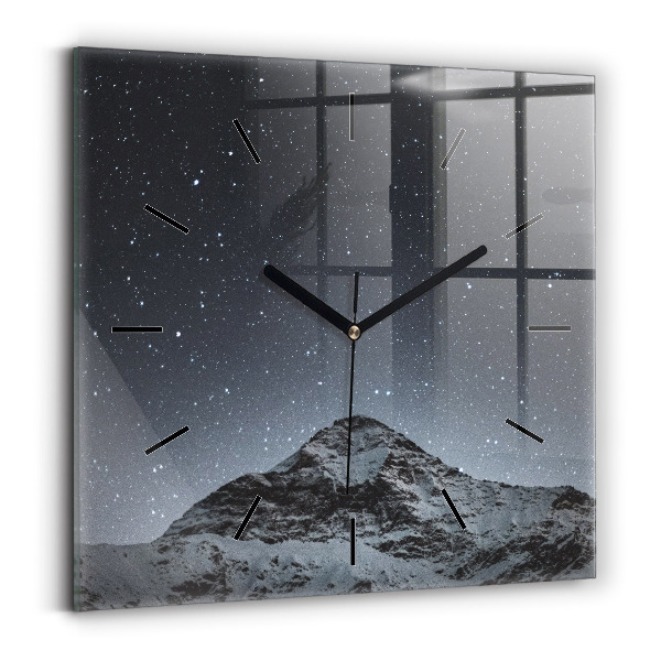 Square wall clock Mountain under the stars