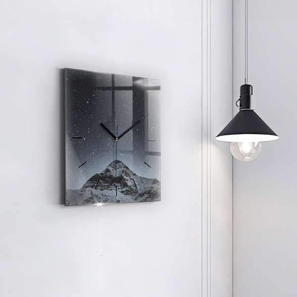 Square wall clock Mountain under the stars