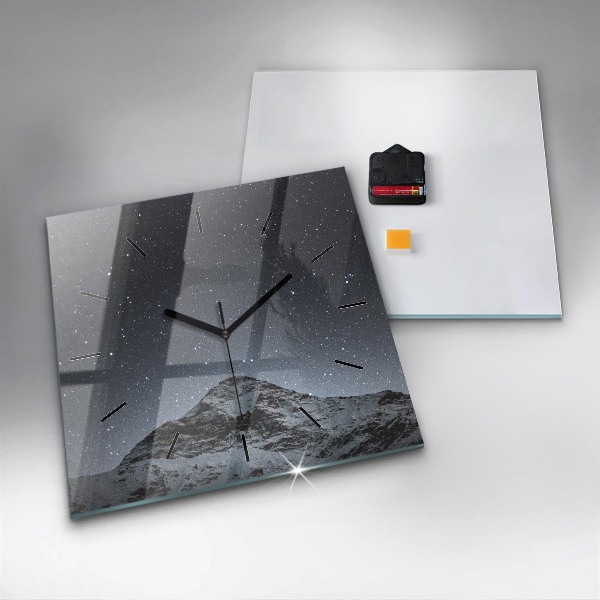 Square wall clock Mountain under the stars