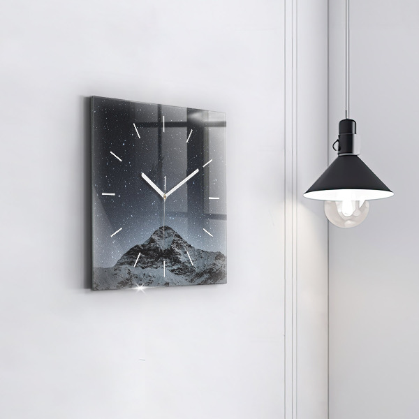 Square wall clock Mountain under the stars