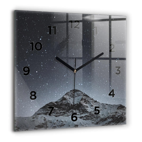 Square wall clock Mountain under the stars