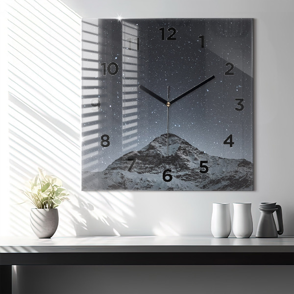 Square wall clock Mountain under the stars
