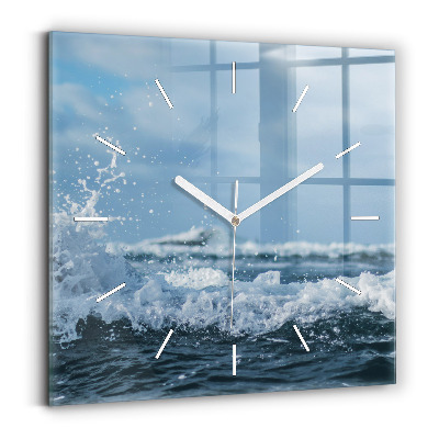Square wall clock Sea wave photography