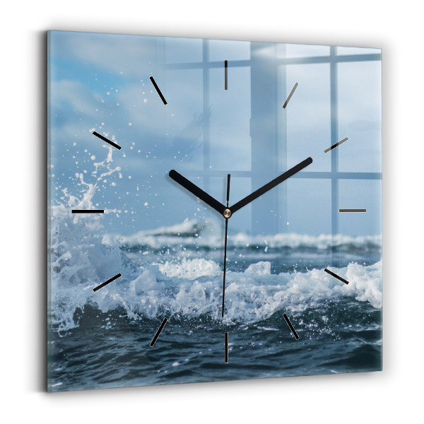 Square wall clock Sea wave photography