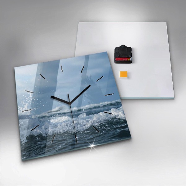 Square wall clock Sea wave photography