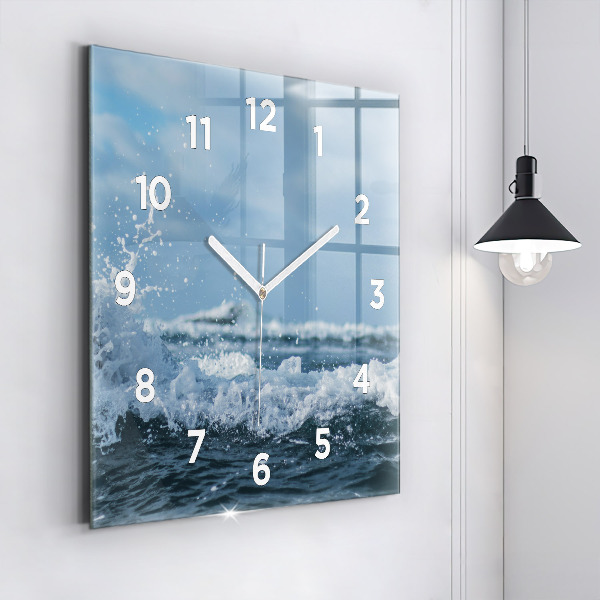 Square wall clock Sea wave photography