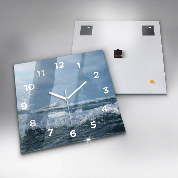Square wall clock Sea wave photography