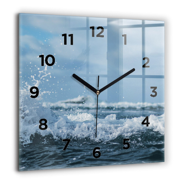 Square wall clock Sea wave photography