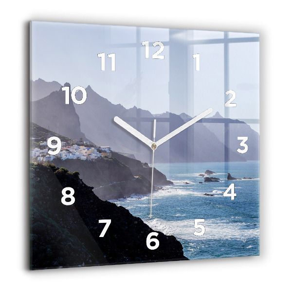 Square wall clock Mountains by the ocean