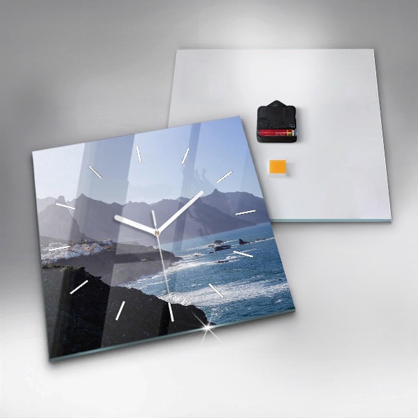 Square wall clock Mountains by the ocean