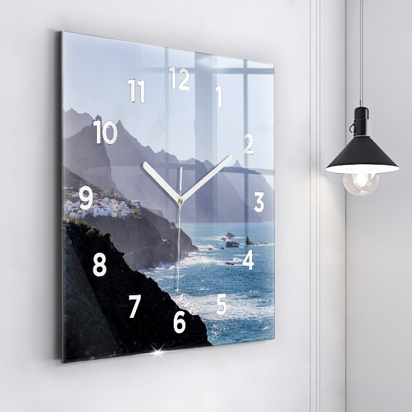 Square wall clock Mountains by the ocean