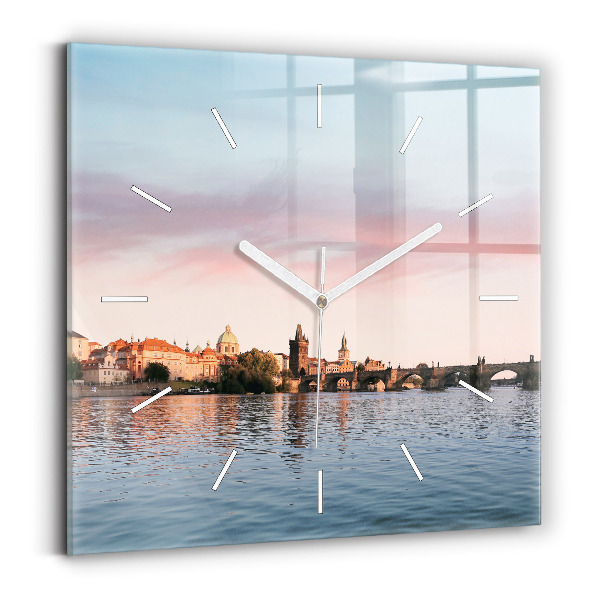 Square wall clock Charles Bridge in Prague