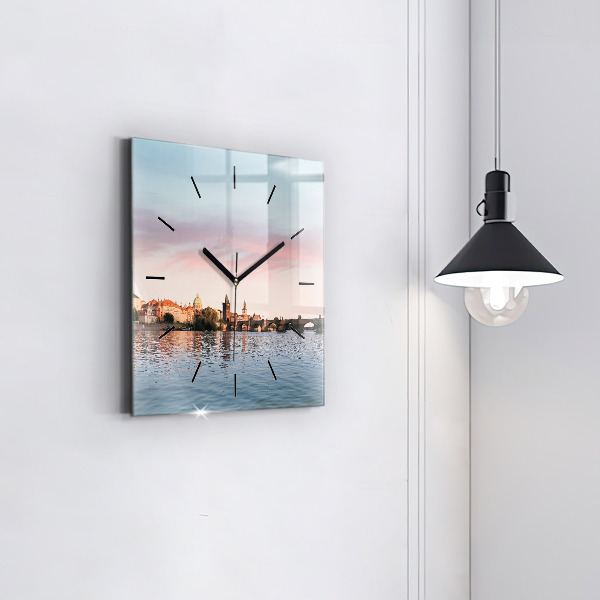 Square wall clock Charles Bridge in Prague