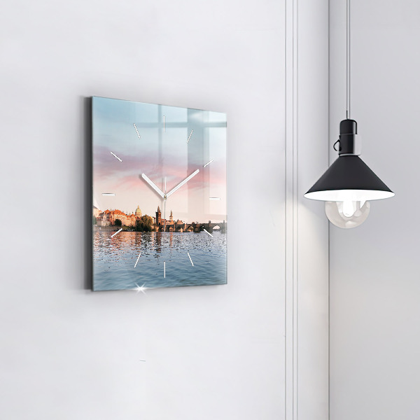 Square wall clock Charles Bridge in Prague