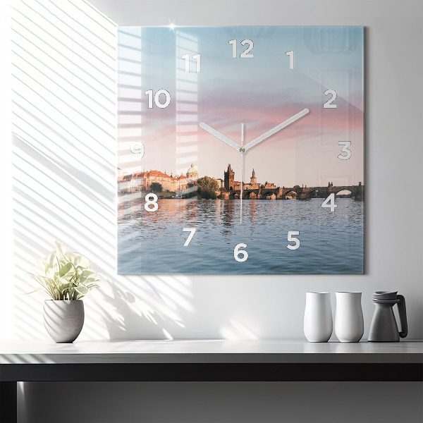 Square wall clock Charles Bridge in Prague